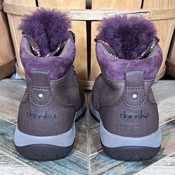 Dansko Chelsey Brown Leather Sheepskin Waterproof Winter Hiking Boot Women EU 37 - Picture 6 of 10